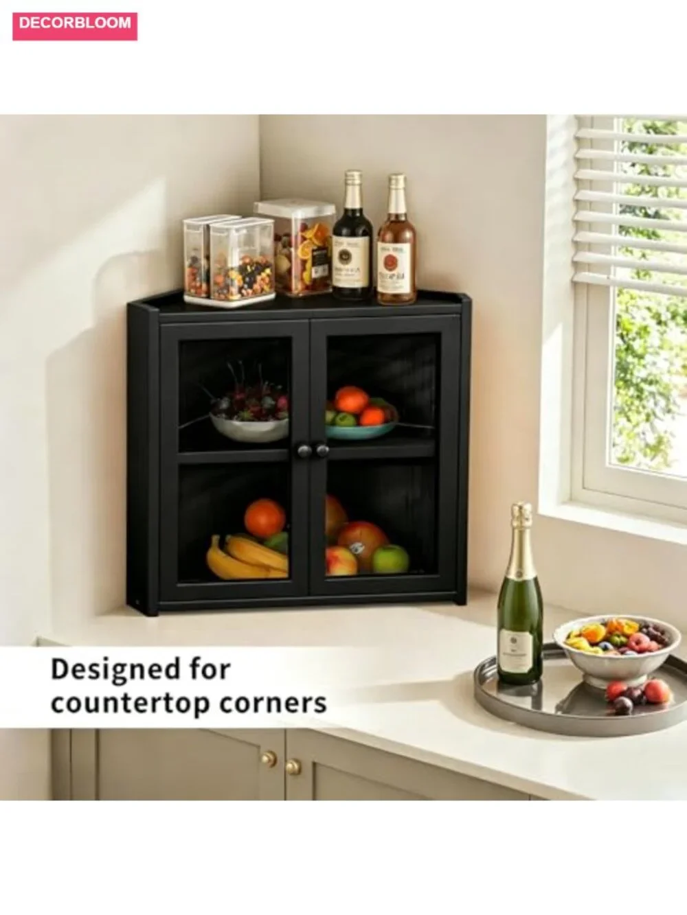 Double Layer Bamboo Bread Box with Double Doors for Kitchen Countertop